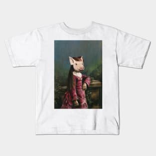 Victorian Piglet Girl Kids T-Shirt